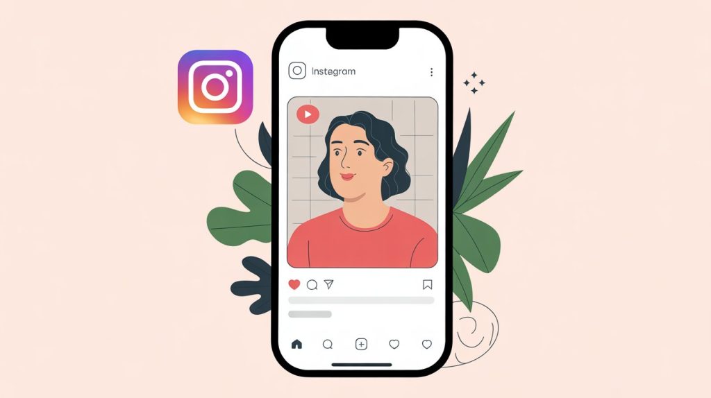 An illustration of a personal, talking-head video being played on an Instagram Story to represent authentic video content.