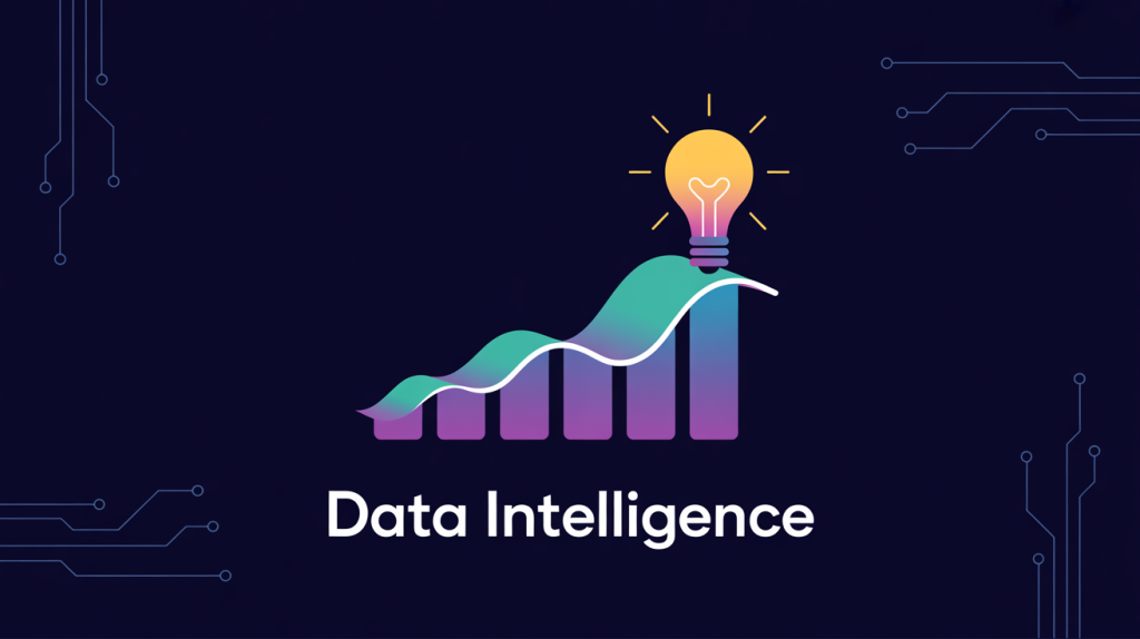 An illustration of a bar graph with a glowing lightbulb emerging from it, representing AI tools for analytics and insights.