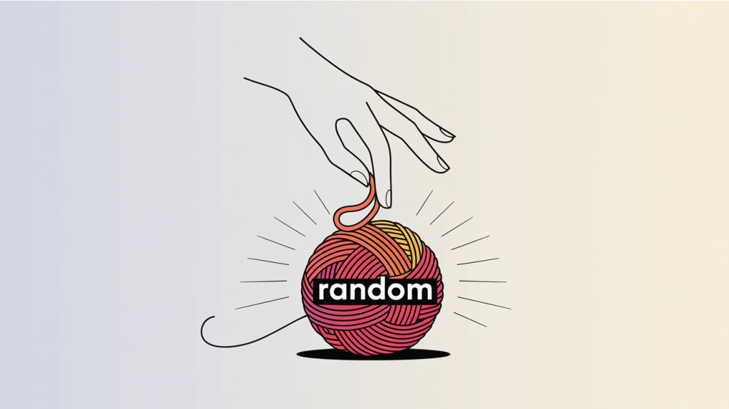 An illustration of a hand organizing a tangled ball of yarn into a clear brand logo, representing the mindset shift from a random to an intentional brand.
