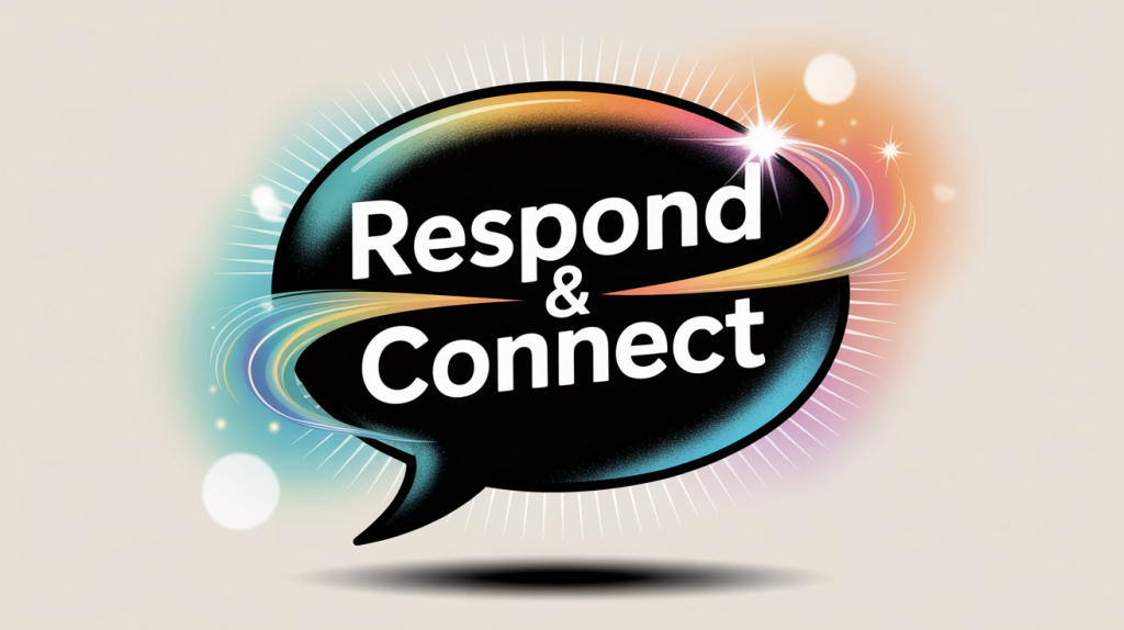 An illustration of a comment bubble with a glowing conversation inside, representing the power of responding to comments.