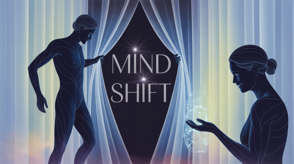 An illustration of a figure revealing a personal story, with a glowing line connecting to another figure, representing the use of story and mind shift templates.

