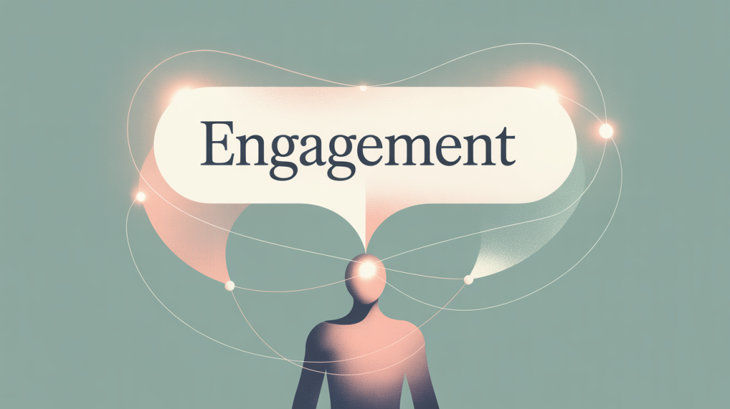 An illustration of a figure with a glowing comment bubble above it, and lines flowing back to the figure, representing the Inbound engagement strategy.
