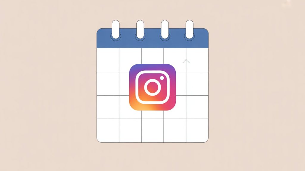 An illustration of a weekly calendar with a recurring Instagram post icon on a specific day, representing the predictability and consistency of a content schedule.
