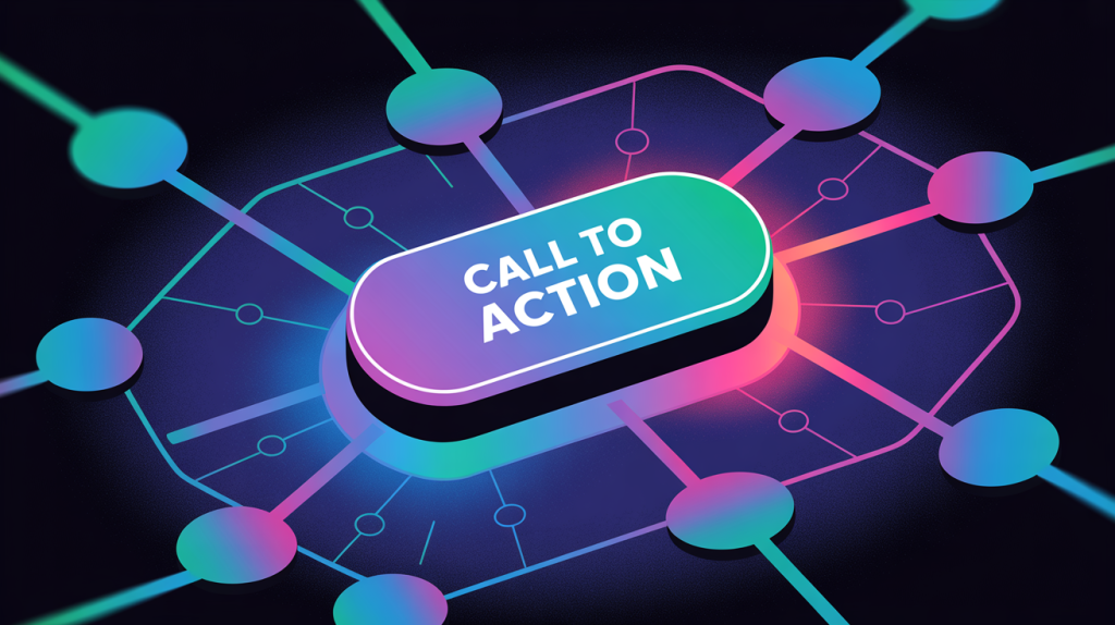 An illustration of a "Call to Action" button with arrows pointing to a "Share" icon in the center of a network, representing the final push for shares.