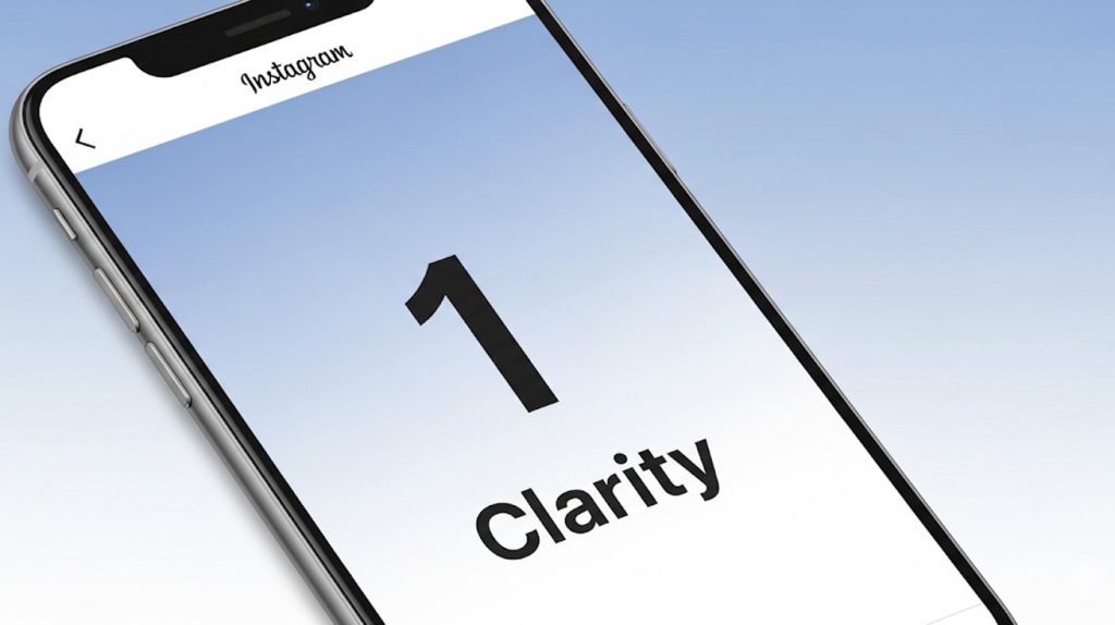 An illustration of a phone screen with a single, clear Instagram post, symbolizing the power of delivering one idea at a time.