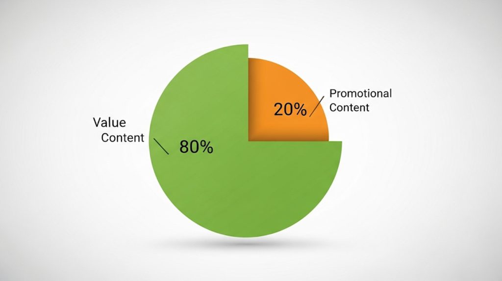 A digital illustration of a pie chart divided into two sections. The larger 80% section is labeled "Value" and the smaller 20% section is labeled "Promotional," with a clear visual distinction between the two.