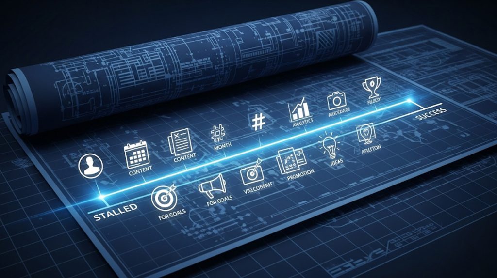 An illustration of a weak, generic CTA getting lost in a digital void, while a strong, powerful CTA is represented as a guiding arrow leading people to a specific action.