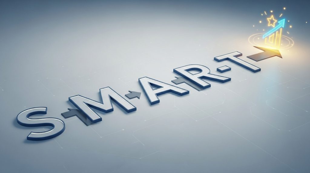 A digital illustration of a clear, winding path or roadmap that spells out the word "SMART," with each letter representing a step in a clear plan to achieve a goal.